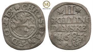 2 skilling 1683 Christian V. Kv.1/1+