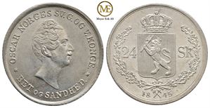 24 skilling 1845 Oscar I. NM.15. Kv.0