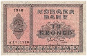 2 kroner 1940 A.1751716. Kv.0/01