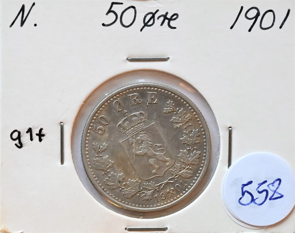 Norge 50 øre 1901 kv. 1+