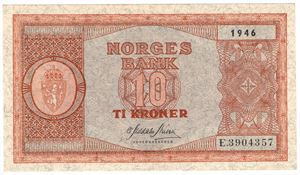 10 kroner 1946 E.3904357. Kv.0/01