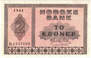 2 kroner 1944 D.1131169. Kv.0/01