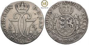 1/2 speciedaler 1776 Christian VII. Kv.1+