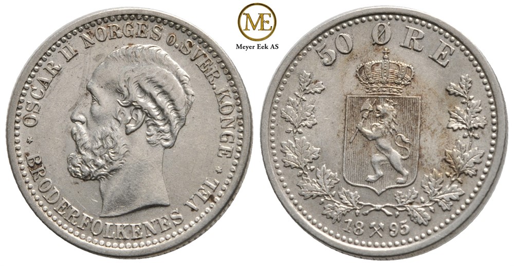 50 øre 1895 Oscar II. Kv.0/01