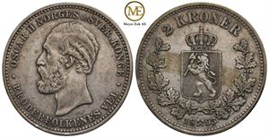 2 kroner 1893 Oscar II. Kv.1+