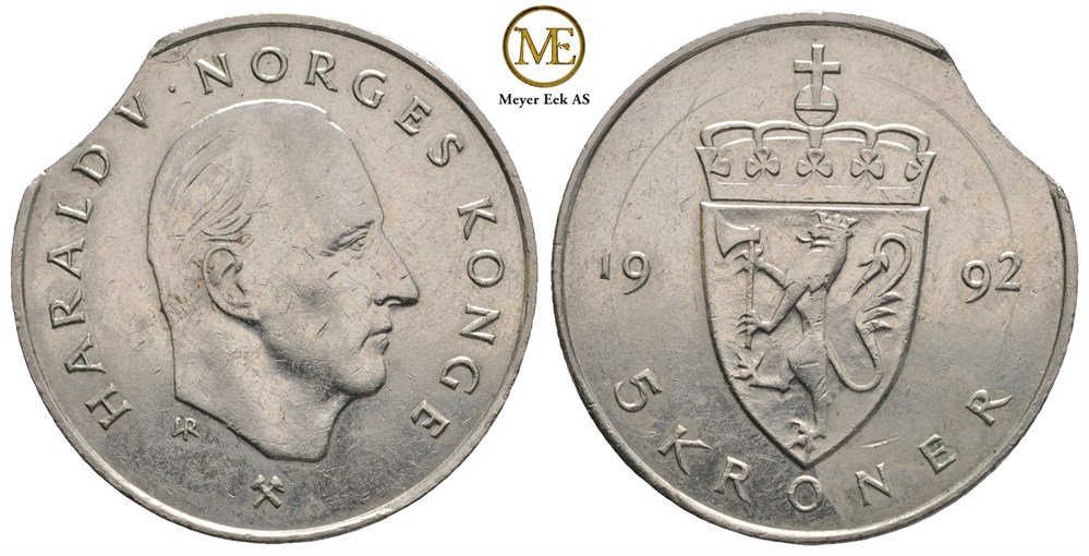 5 kroner 1993. Feilpreg