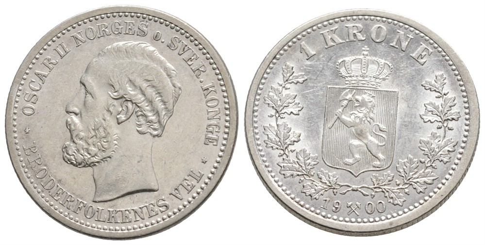 1 krone 1900 Oscar II. Kv.0/01