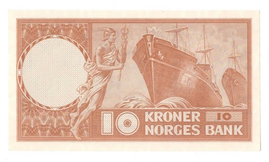 Norge 10 kroner 1954 A kv. 0