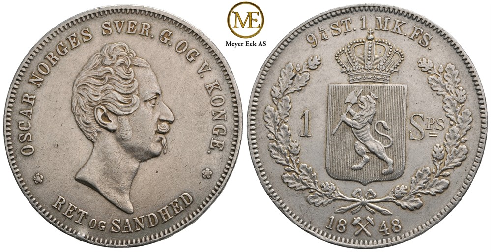 Speciedaler 1848 Oscar I. Kv.1+