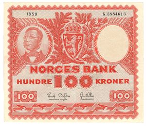 100 kroner 1959 G.3884613. Kv.1+