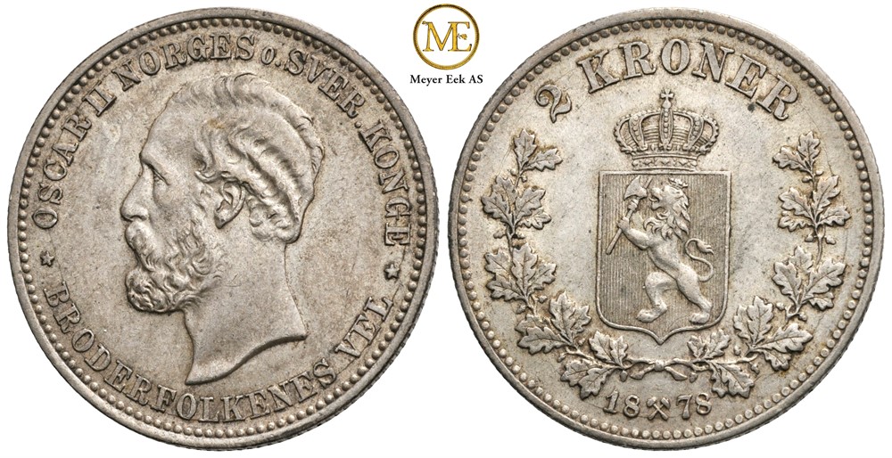2 kroner 1878 Oscar II. Kv.01
