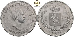 1/2 speciedaler 1846 Oscar I. Kv.1/1+