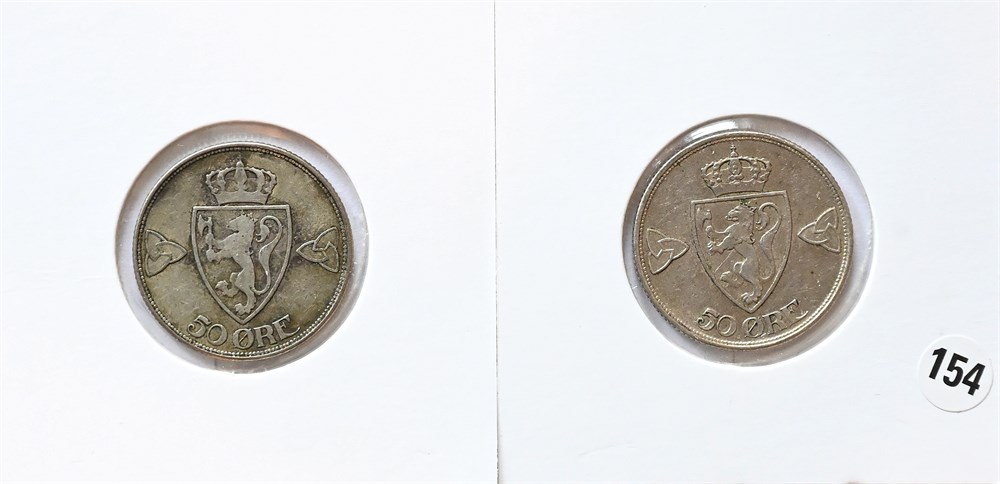 Norge 50 øre 1918 og 1919 kv. 1 og 1+