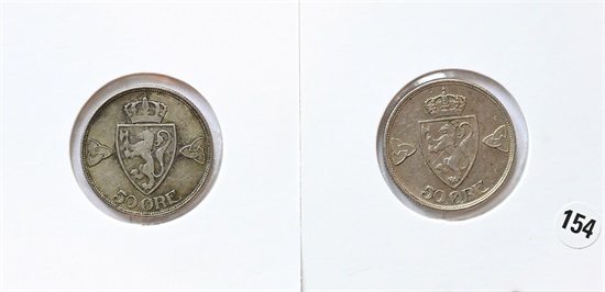 Norge 50 øre 1918 og 1919 kv. 1 og 1+