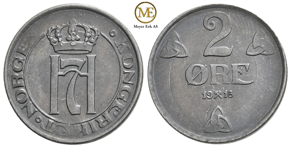 2 øre 1918 Haakon VII. Kv.0/01