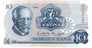 10 kroner 1978 HH. Erstatningsseddel. Kv.0