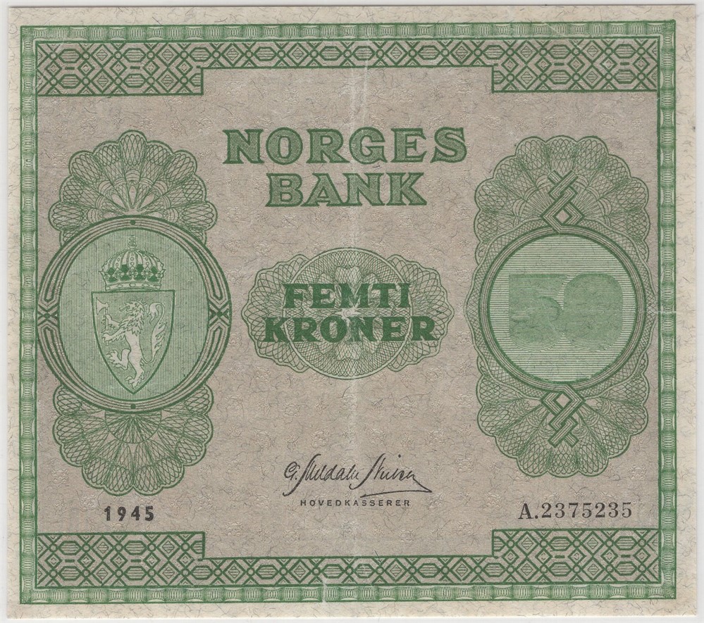 50 kroner 1945 A.2375235. Kv.1+/01