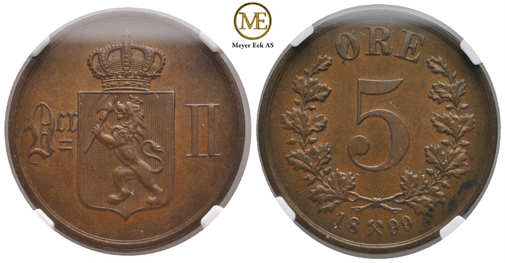 5 øre 1899 Oscar II. Kv.0/01