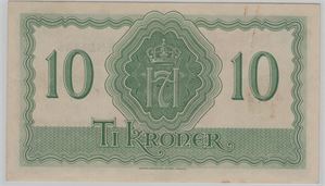 10 kroner 1944 Y.814445 London utg. Kv.0/01