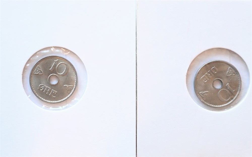Norge 10 øre 1939 og 1940 kv. 0/01