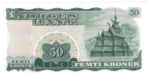 50 kroner 1971 X.2914789. Erstatningsseddel. S-seddel. Kv.0/01