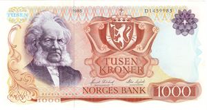 1000 kroner 1985 D.1459985. Kv.01