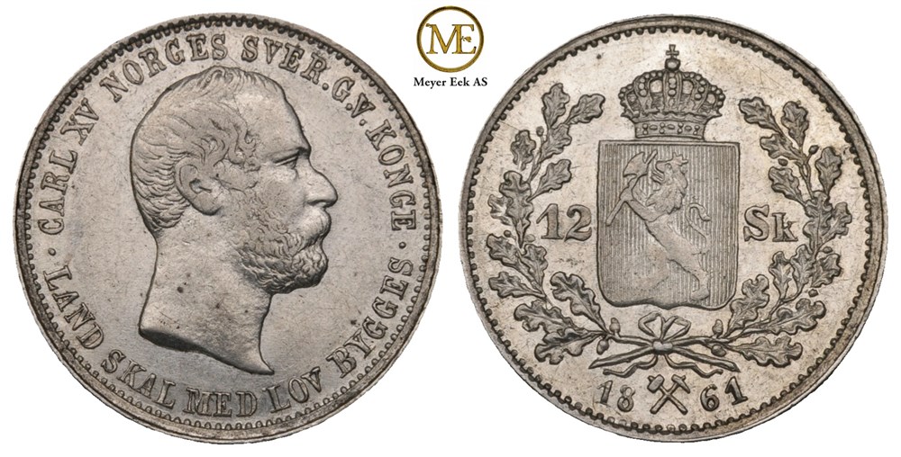 12 skilling 1861 Carl XV. Kv.0/01