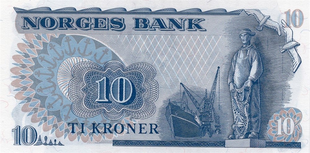 10 kroner 1973 QF erstatningsseddel. Kv.0