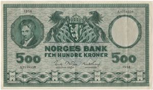 500 kroner 1956 A.0776550. Kv.1+