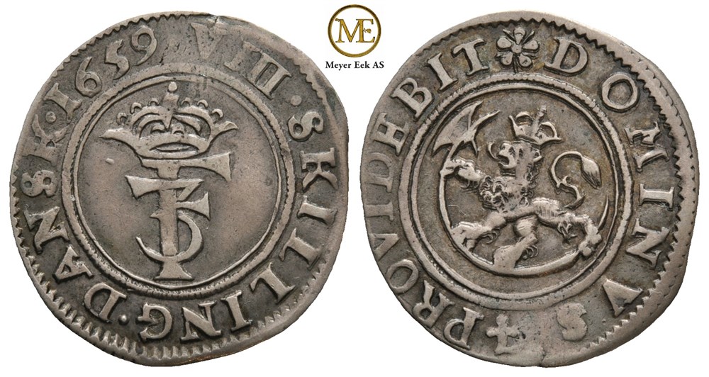8 skilling 1659 Frederik III. Kv.1+