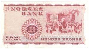 100 kroner 1965 Z.0489627. Erstatningsseddel. SS-seddel. Kv.1/1+