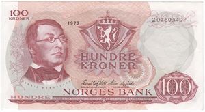 100 kroner 1977 Z.0760549 erstatningsseddel. Kv.01