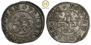 2 skilling 1670 Frederik III. Fantastisk kvalitet. Kv.0/01