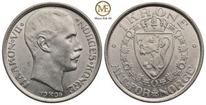 1 krone 1908 u/p Haakon VII. Kv.0