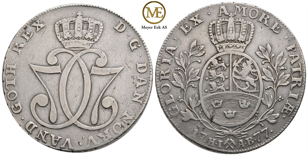 Speciedaler 1777 Christian VII. Kv.1+