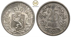 25 øre 1896 Oscar II. Kv.0