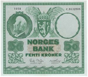 50 kroner 1958 C.9132908. Kv.0