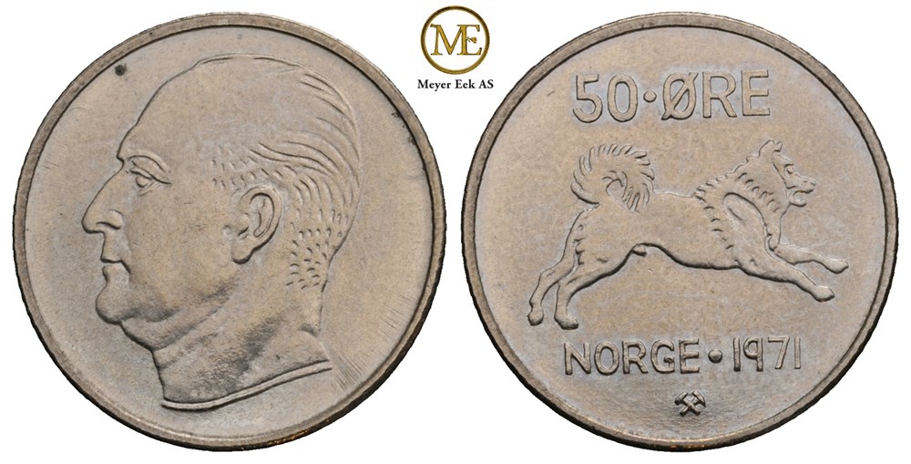 50 øre 1971 Olav V. Prakteksemplar