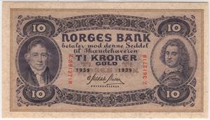 10 kroner 1939 Z.3612718. 65 EPQ. Kv.0