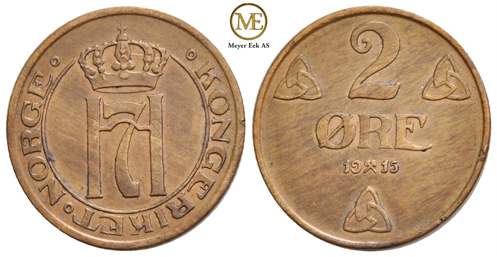2 øre 1915 Haakon VII. Kv.01
