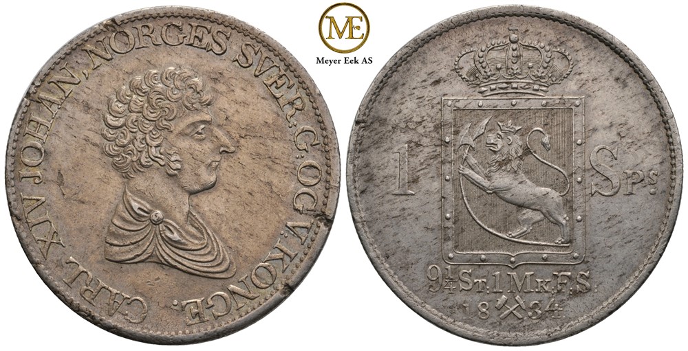 Speciedaler 1834 Carl XIV Johan. Kv.1+/01