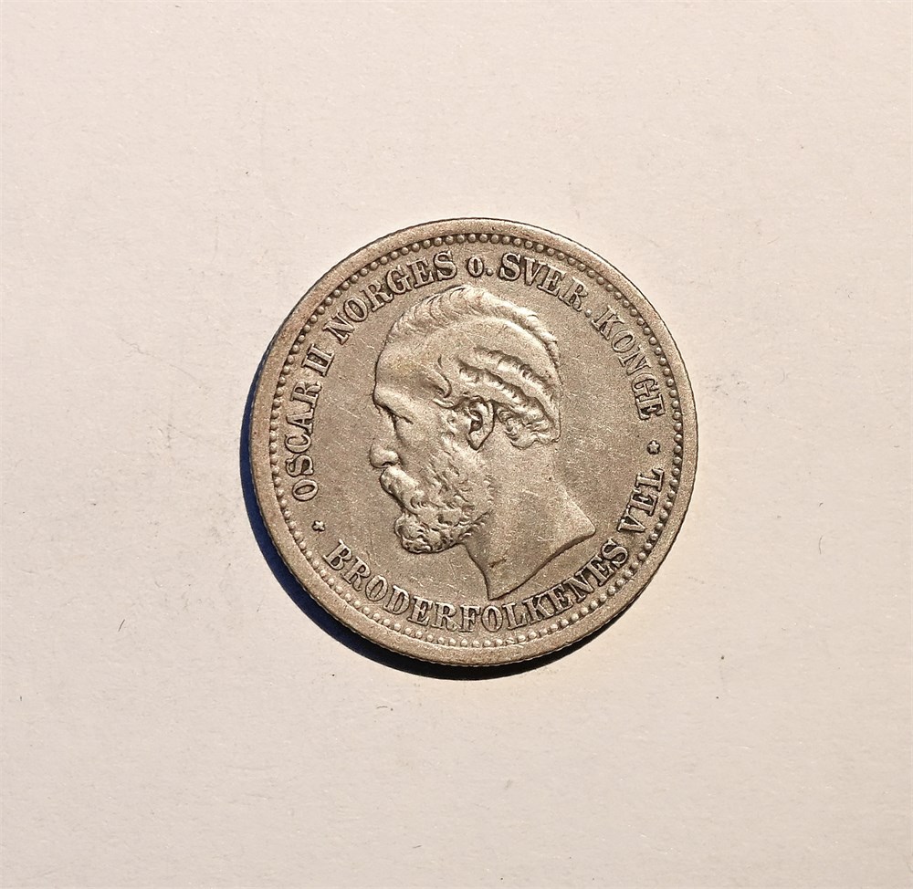 Norge 1 krone 1877 kv. 1+