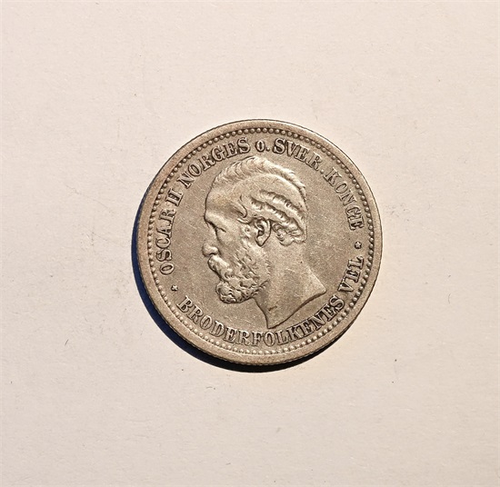 Norge 1 krone 1877 kv. 1+
