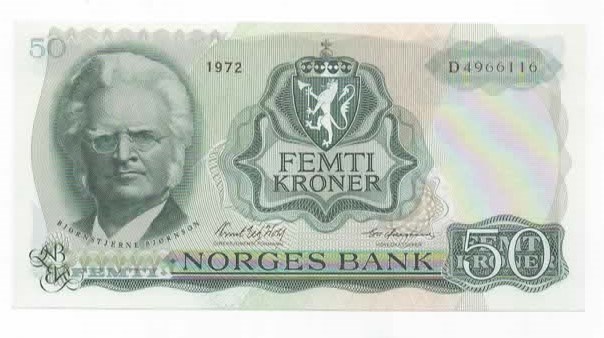 Norge 50 kroner 1972 D kv. 0