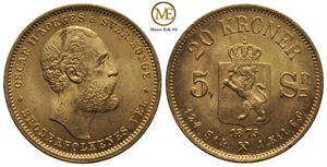 20 kroner/5 Spc. 1875 Oscar II. Kv.0/01