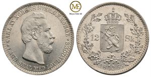 12 skilling 1865 Carl XV. NM.16. Kv.0