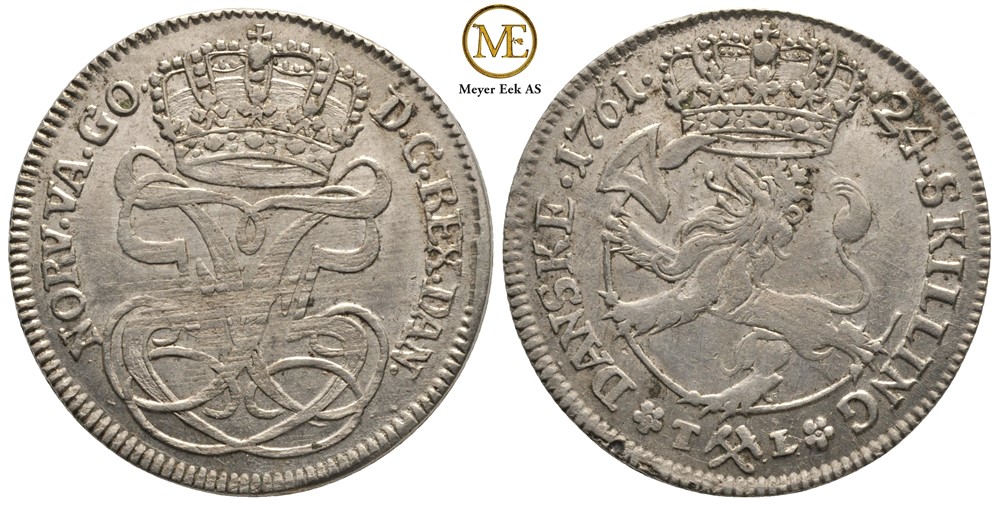 24 skilling 1761 Frederik V. Kv.01