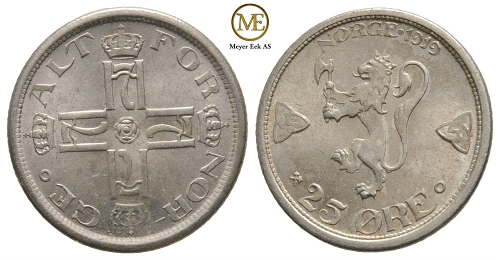 25 øre 1919 Haakon VII. Kv.0
