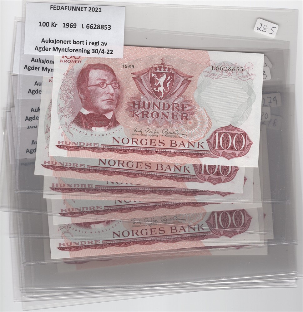 100 kroner 1969 L. I serie. Kv.0
