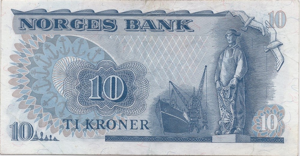 10 kroner 1972 QR erstatningsseddel. Kv.1+